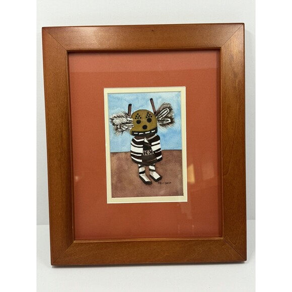 Hopi Susopa Racer Kachina Watercolor Artist Signed By Karen Knorowski 2017 Az - Picture 1 of 5